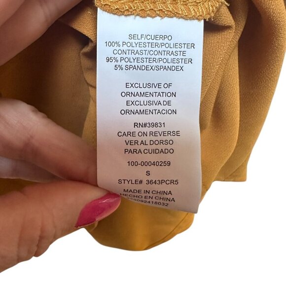 XOXO‎ Embroidered Velvet Accented Blouse Peasant Gold Flowy Glam Y2K Size S - Picture 7 of 7